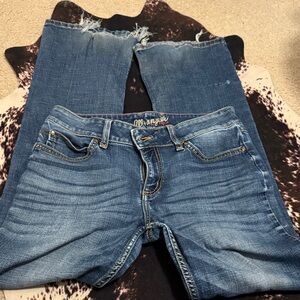 Wrangler Women's Distressed Blue Straight Leg Jeans